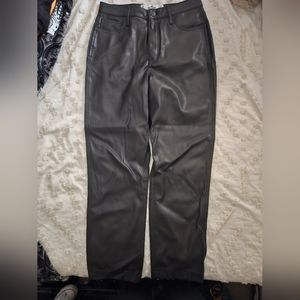 Faux Leather Statight Leg Pants